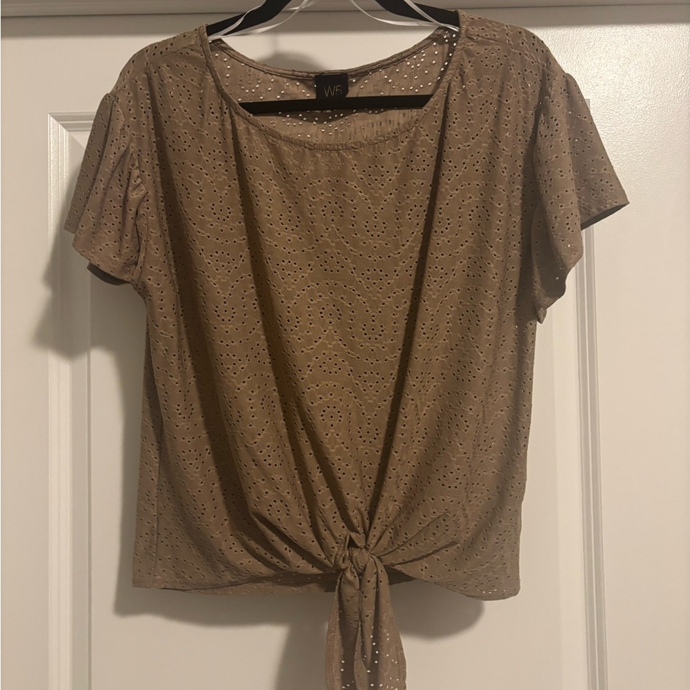 W5 Brown Tie Front Blouse